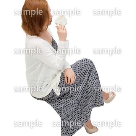 Cutout People　鳥瞰　座る女性 　FF_493