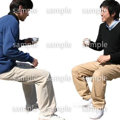 人物切抜き素材　座る人編　H_064