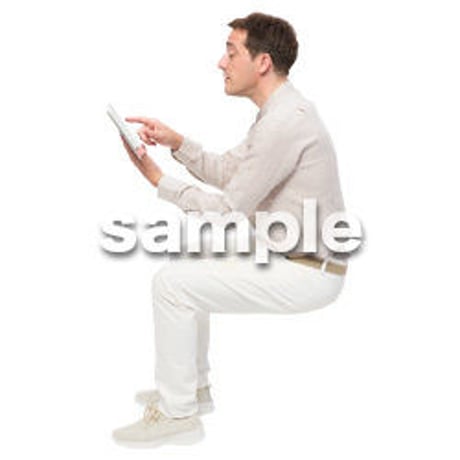 Cutout People　座る　外国人男性　LL_598