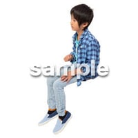 Cutout People　座る　男の子　LL_533
