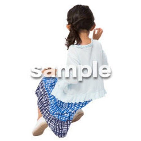 Cutout People　座る　子供　KK_489