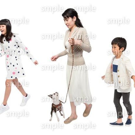 Cutout People　犬の散歩　II_457