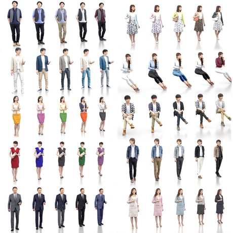 3D人物素材-ポーズド  10個セット 002_Posed-set