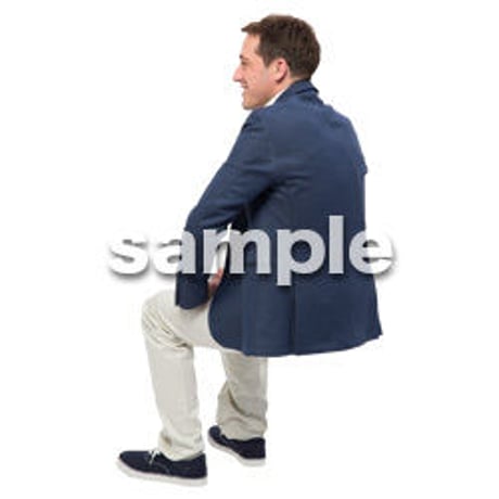 Cutout People　座る　外国人男性　LL_579