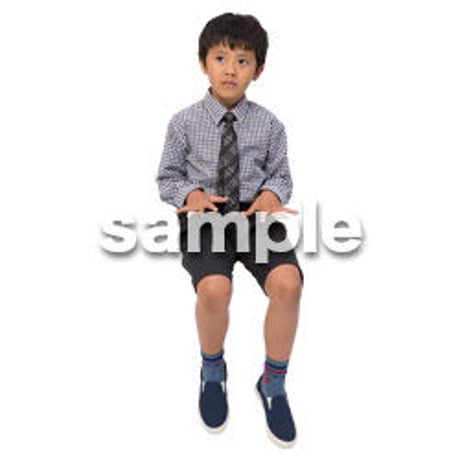 Cutout People　座る　男の子　LL_536