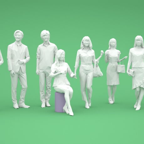 LOWポリゴン-3D人物10体セット  [Posed]  003