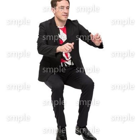 Cutout People　座る　外国人男性　LL_572
