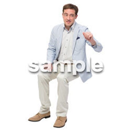 Cutout People　座る　外国人男性　LL_586