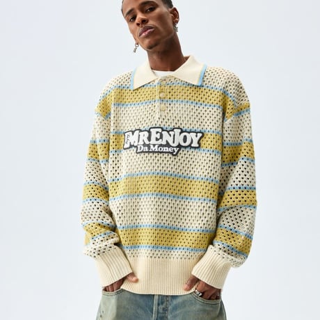 MEDM   Hollow Striped Knitted Sweater