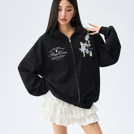 MEDM　Vine Floral Zip Hoodie