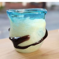 沖縄 琉球ガラス 稲嶺盛吉氏 土紋中色中皿 宙吹きガラス工房虹≪送料