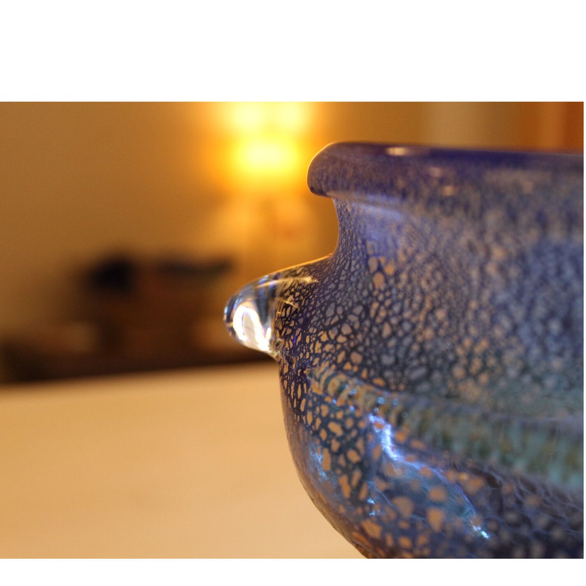 沖縄 琉球ガラス 稲嶺盛一郎氏 土紋手つきアイスペール 宙吹きガラス