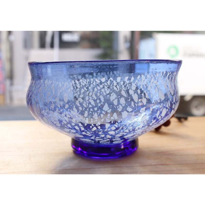 沖縄 琉球ガラス 稲嶺盛一郎さん 冷抹茶茶碗 宙吹きガラス工房虹≪耐熱