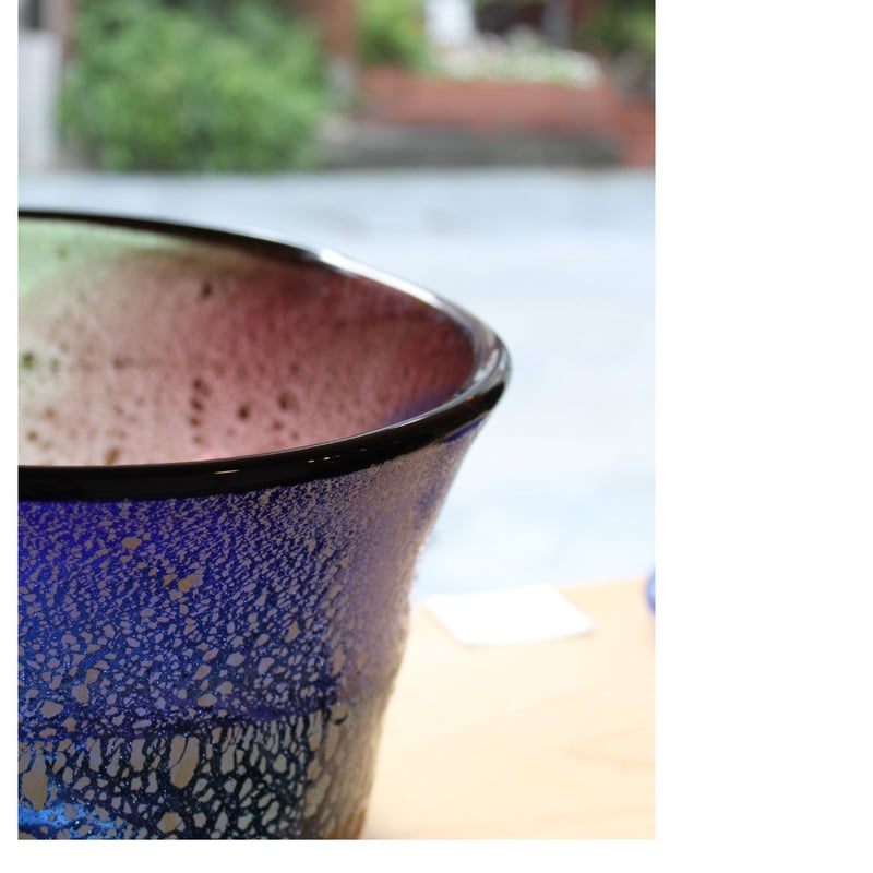 オリジナル 沖縄 琉球ガラス 稲嶺盛吉氏 土紋ワインクーラー宙吹き