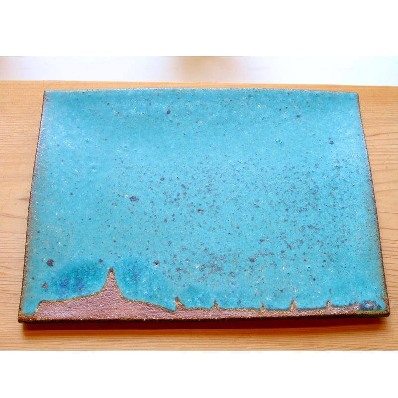 沖縄 大嶺實清さん 青釉 長方形 角皿 大嶺工房 やちむん | BRILLANTE