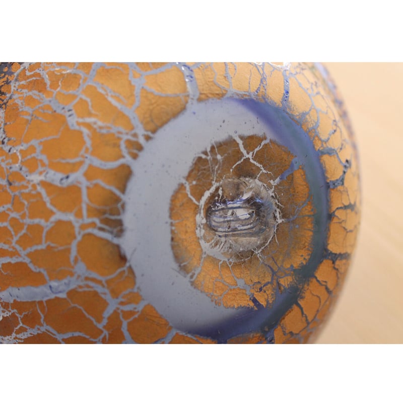 沖縄 琉球ガラス 稲嶺盛一郎氏 土紋手つきアイスペール 宙吹きガラス