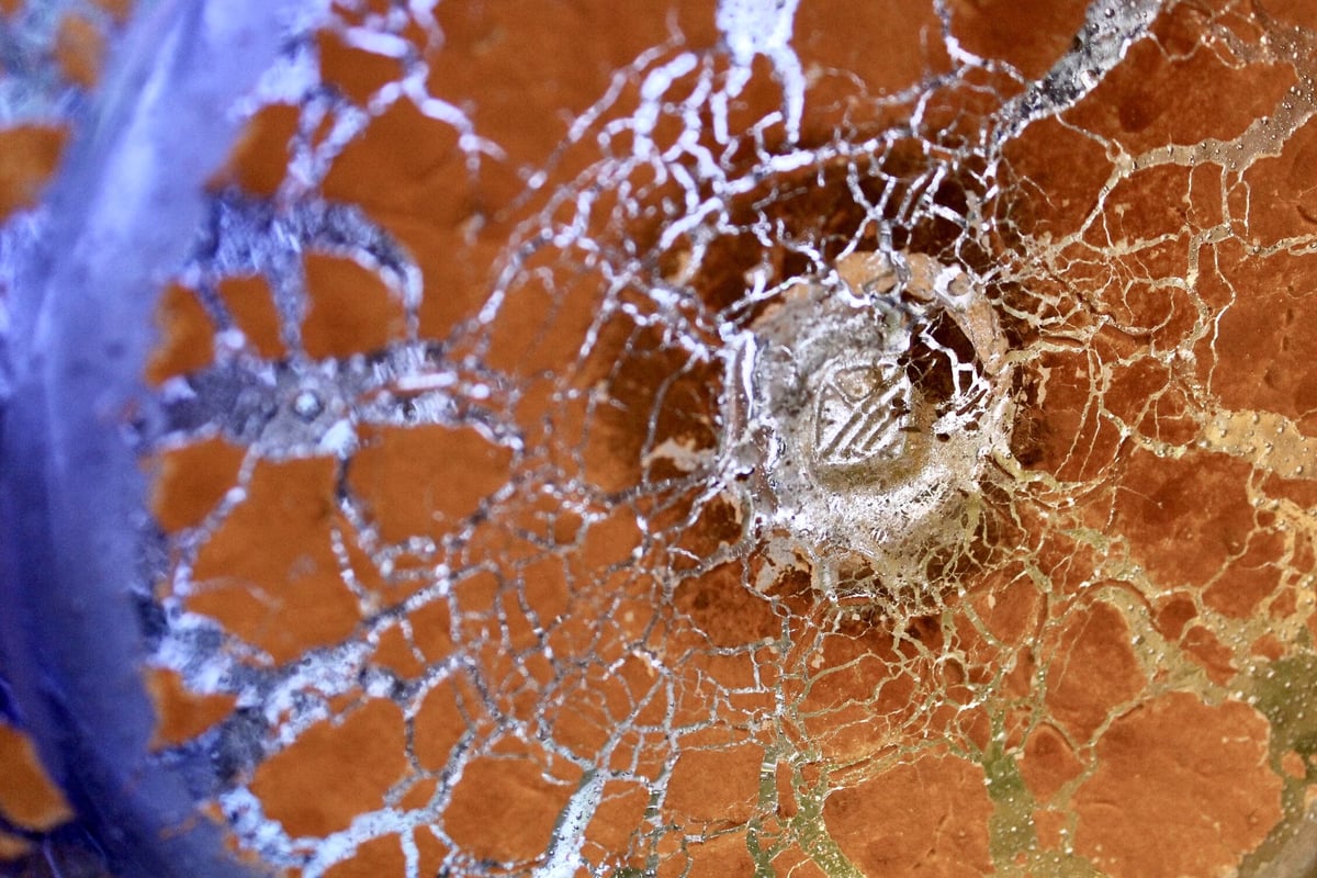 オリジナル 沖縄 琉球ガラス 稲嶺盛吉氏 土紋ワインクーラー宙吹き