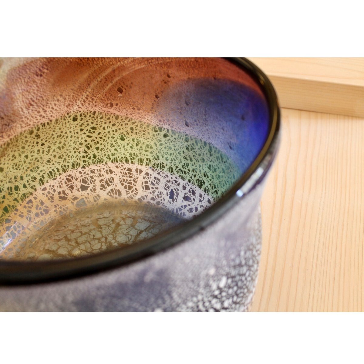 オリジナル 沖縄 琉球ガラス 稲嶺盛吉氏 土紋ワインクーラー宙吹き