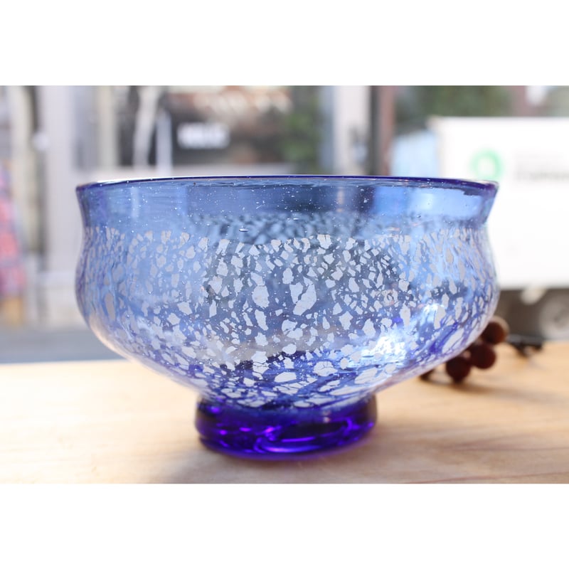 沖縄 琉球ガラス 稲嶺盛一郎さん 冷抹茶茶碗 宙吹きガラス工房虹≪耐熱