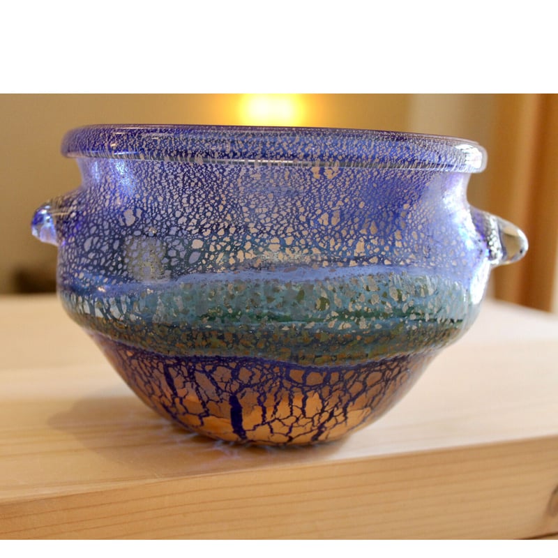 稲嶺盛一郎 琉球ガラス工房虹 土紋グラス2個 和雑貨 四季彩 