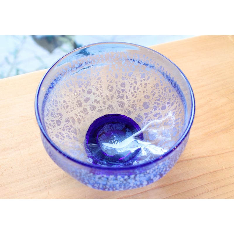 沖縄 琉球ガラス 稲嶺盛一郎さん 冷抹茶茶碗 宙吹きガラス工房虹≪耐熱