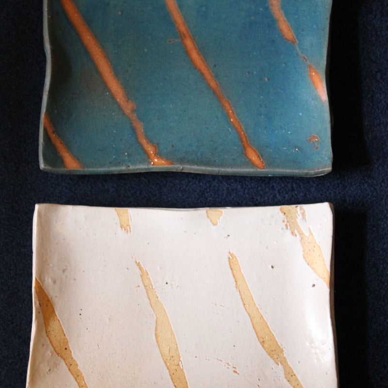 沖縄 大嶺實清さん 青釉 長方形 角皿 大嶺工房 やちむん≪送料無料