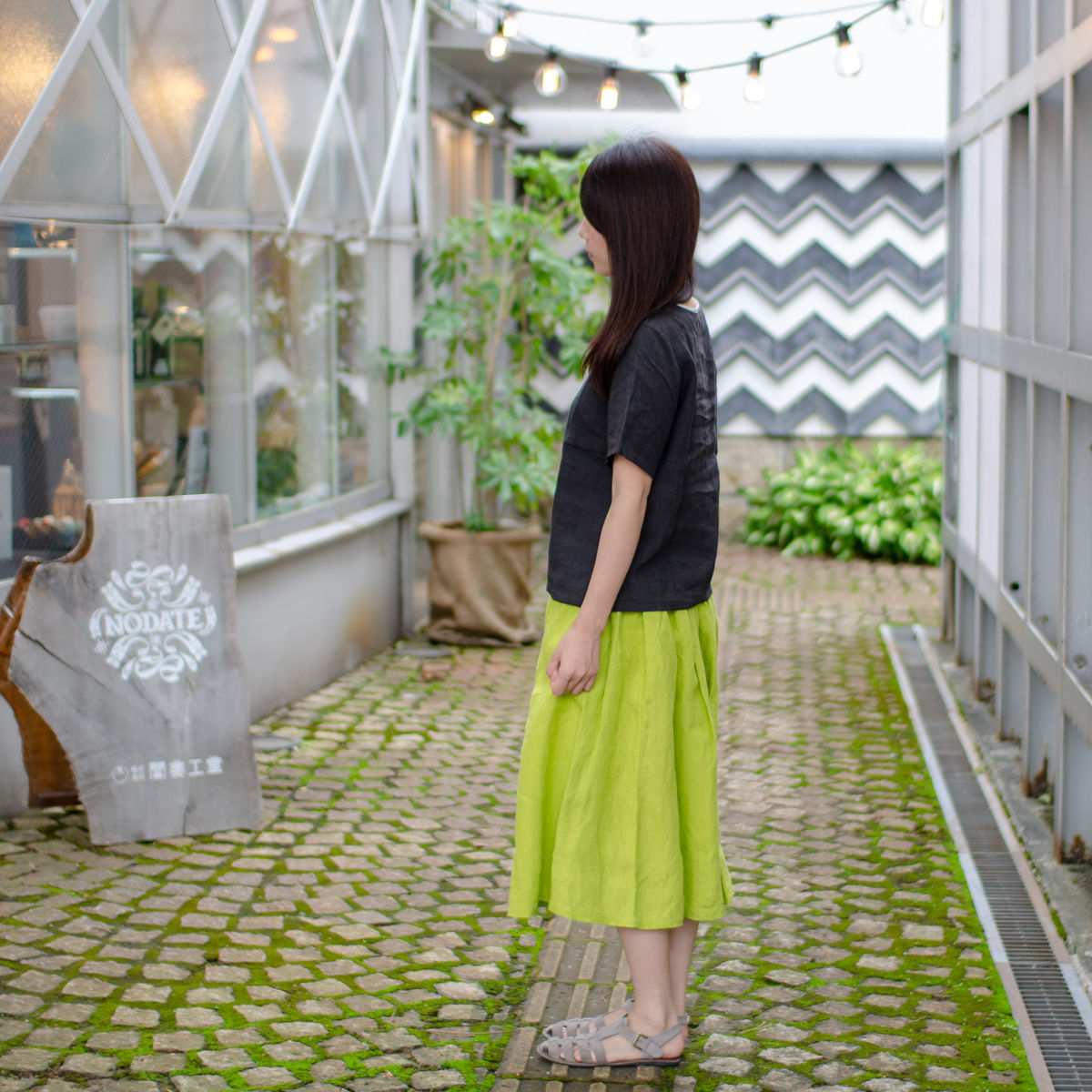 YAMMA リネンギャザースカート 丈プラス10センチ | Bico