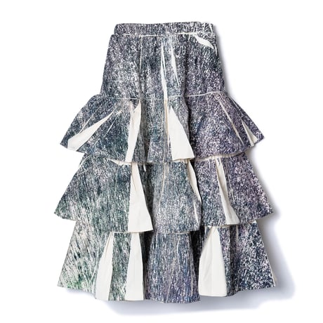 NONTOKYO　/ DIRECT PRINT RIB GATHER LONG SKIRT