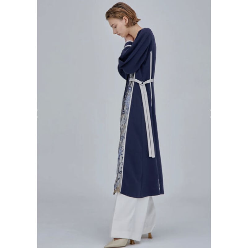 murral / Framed flower open long dress (Navy) murral / Framed flower open long dress (Navy)