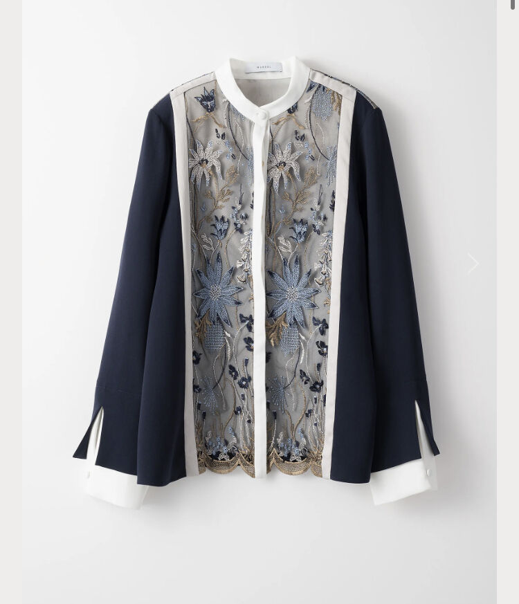 murral / Framed flower blouse (Navy) | glitter...