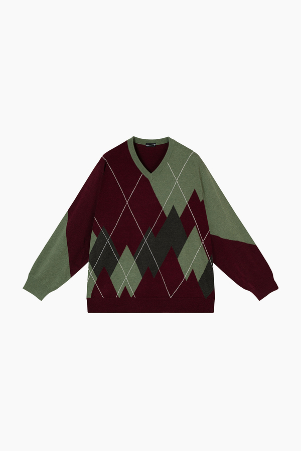 lad musician 25AW Vネックニット LADMUSICIAN / ARGYLE V-NECK PULLOVER | glitter