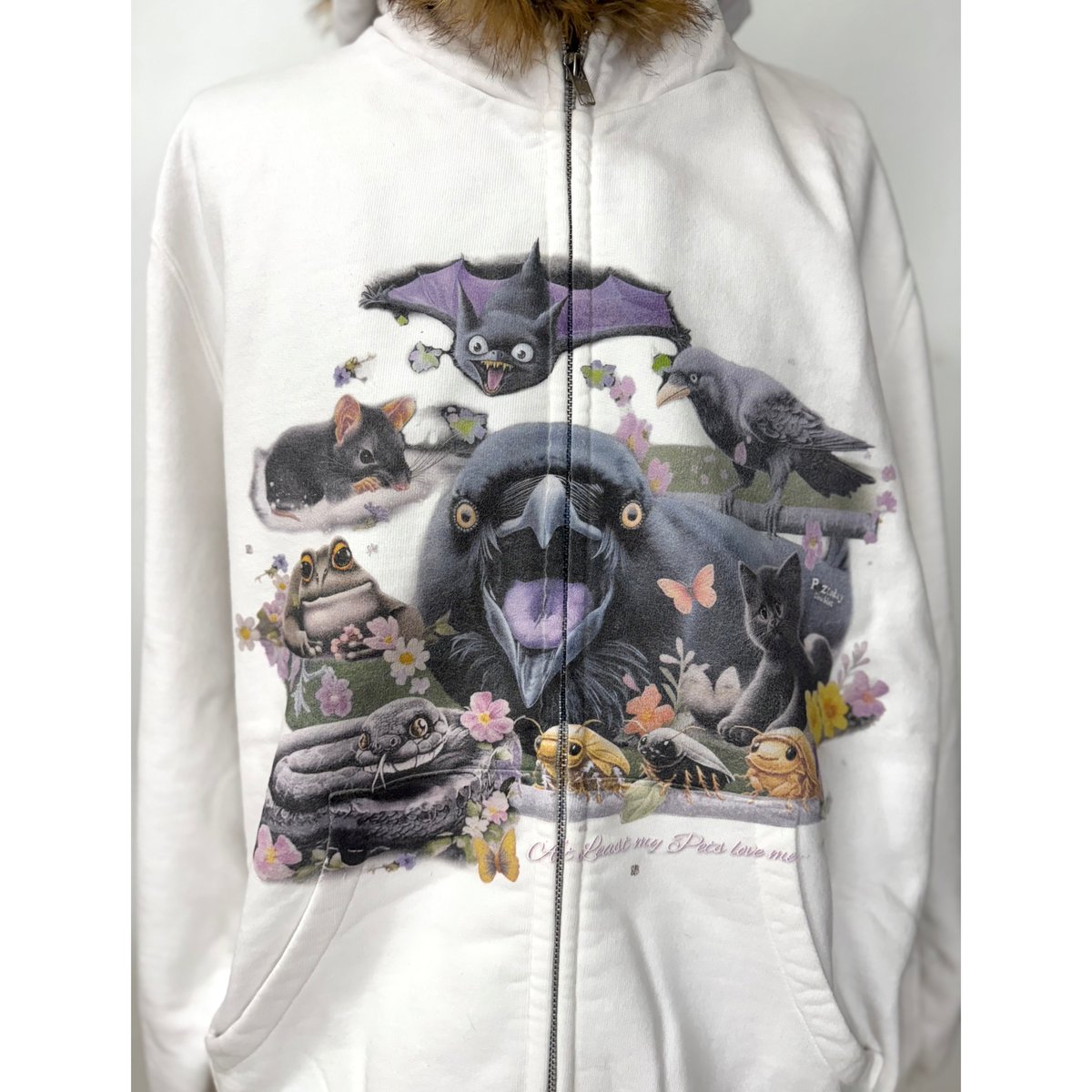 DOUBLET /FURRY COLLAR ZIP-UP HOODIE | glitter