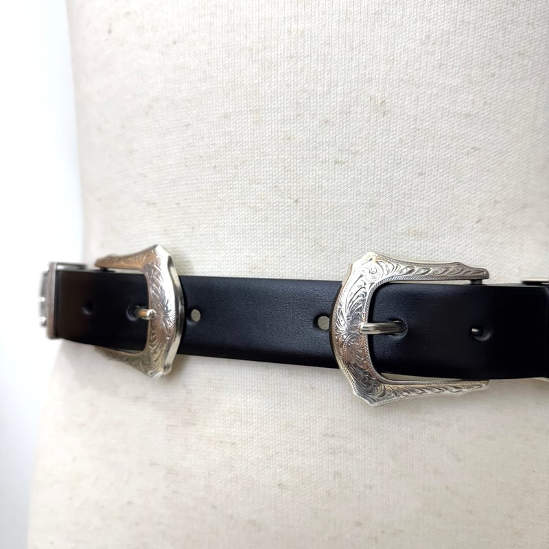 TOGA TOO / Double buckle wide belt | glitter