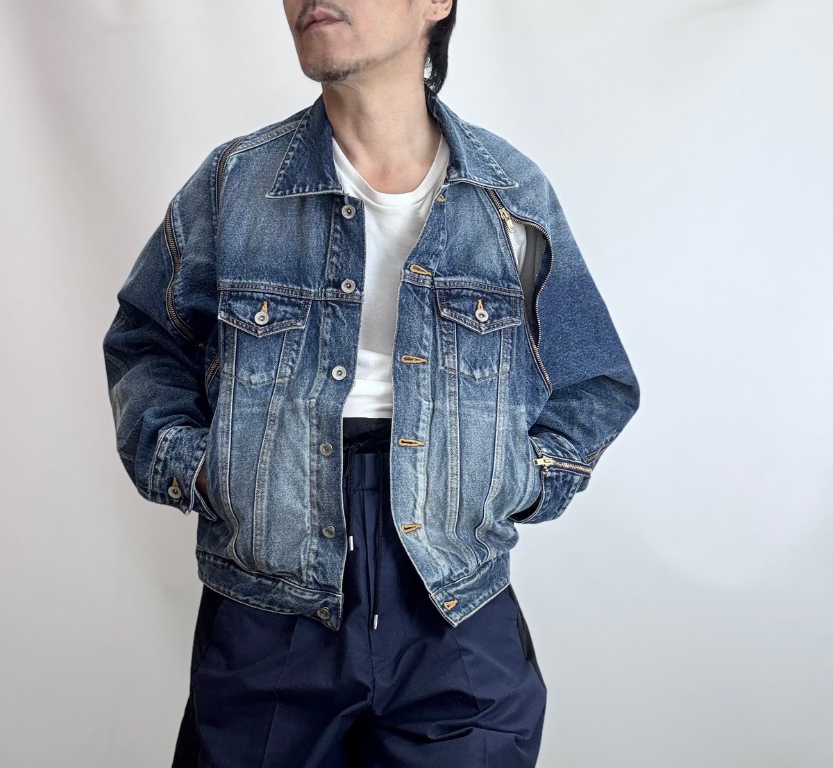 DOUBLET /FILLETED ZIP DENIM JACKET | glitter O