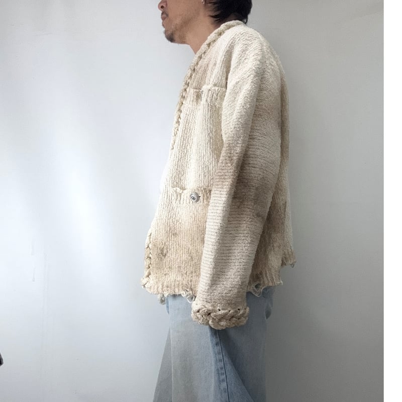 DOUBLET / CHAINED SLASH KNIT CARDIGAN | glitter
