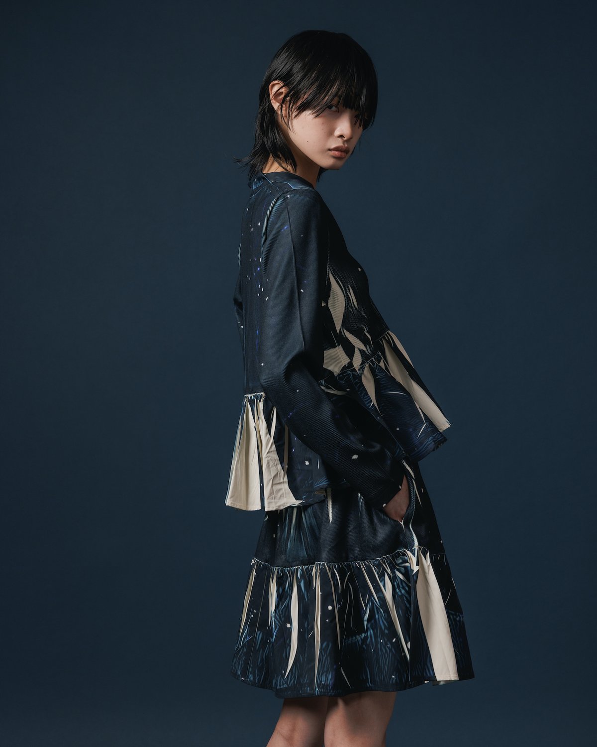 NONTOKYO / DIRECT PRINT RIB GATHER CARDIGAN | g