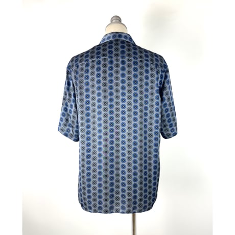 LADMUSICIAN / SILKY SATIN INKJET OCTAGON OPEN COLLAR SHORT SLEEVE SHIRT