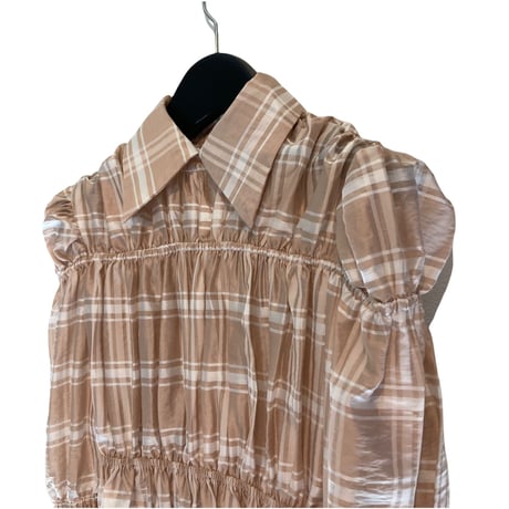 GHOSPELL / Envelop Check Ruched Blouse