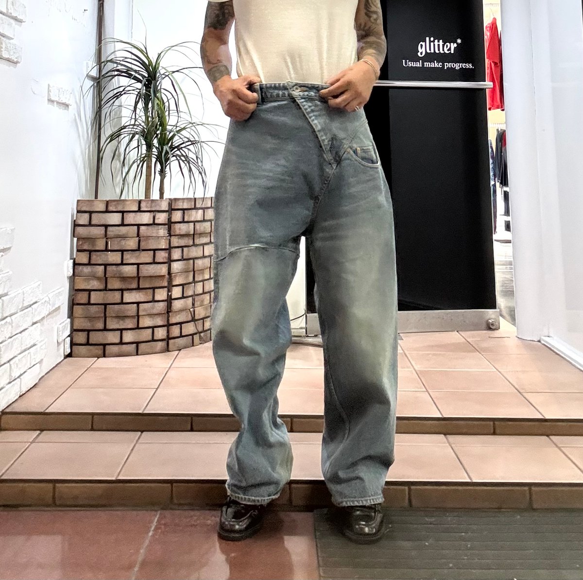 パンツ doublet DISTORTED CUTTING DENIM PANTS DISTORTED CUTTING DENIM PANTS-ディストーティドカッティング