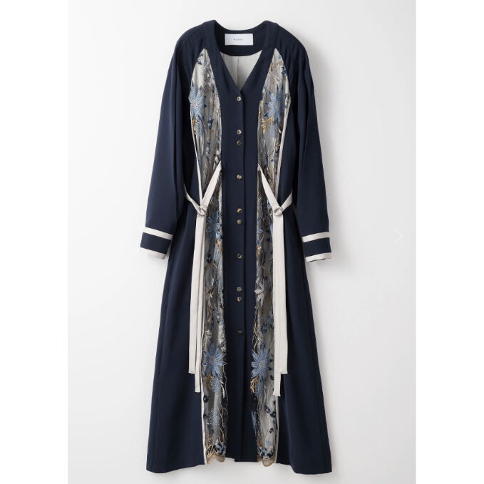 稀少】ミューラル 20AW framed flower dress/パープル