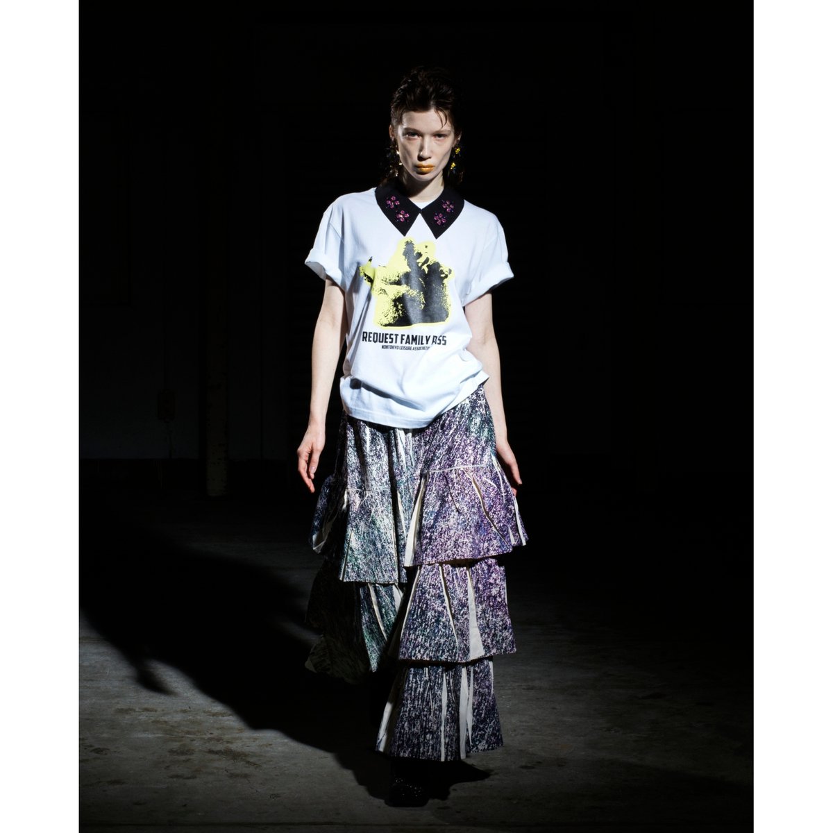 Nontokyo プリントスカート NONTOKYO / DIRECT PRINT RIB GATHER LONG SKIRT |