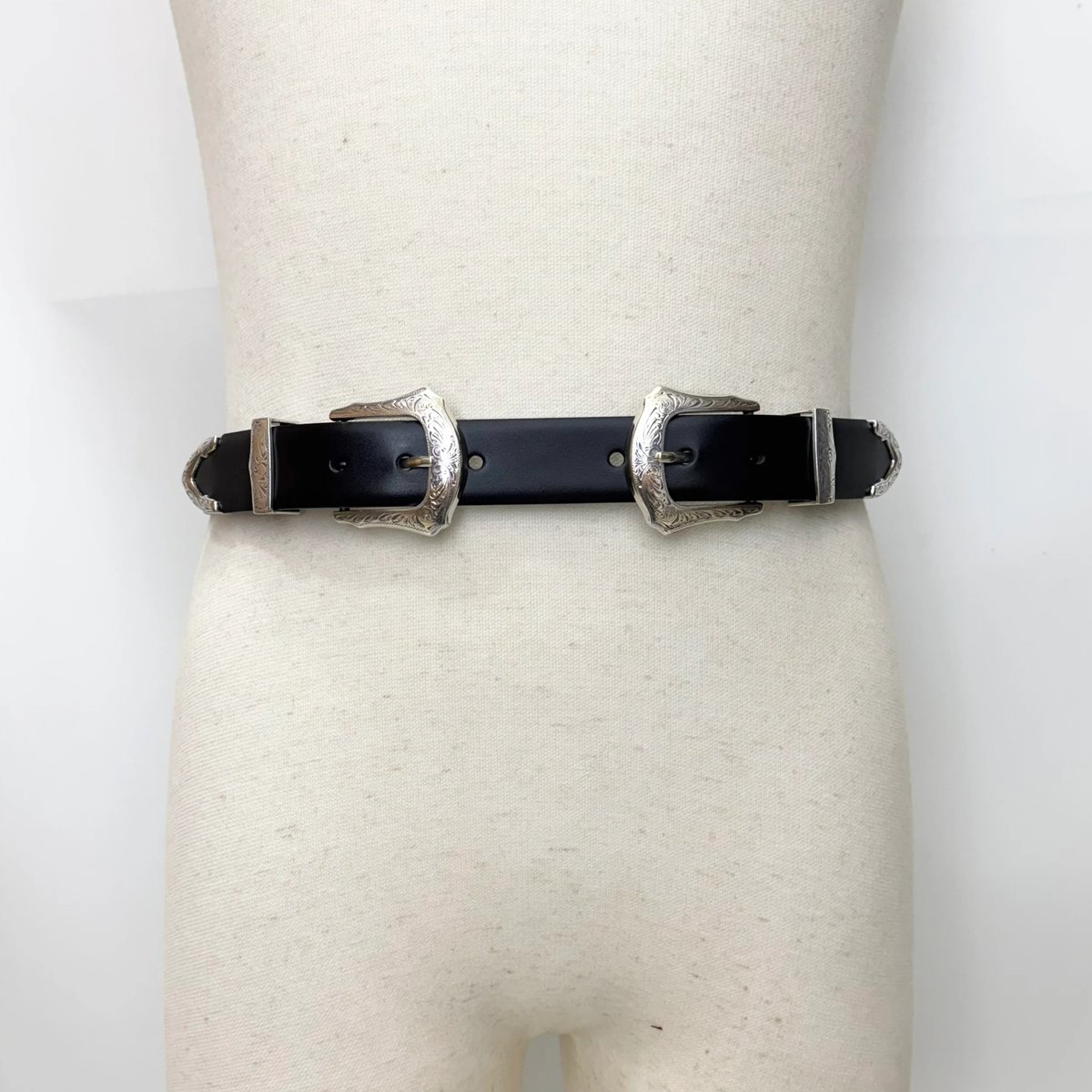 TOGA TOO / Double buckle wide belt | glitter