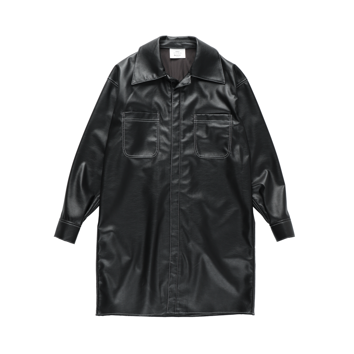 美品】BASICKS ベイシックス フェイクレザー あまい シャツ