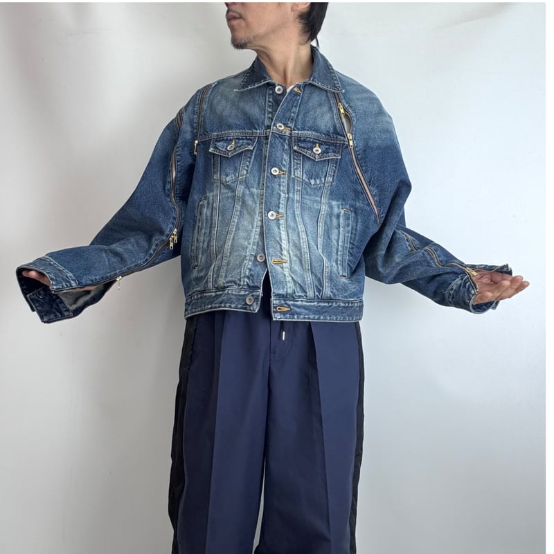 DOUBLET /FILLETED ZIP DENIM JACKET | glitter O