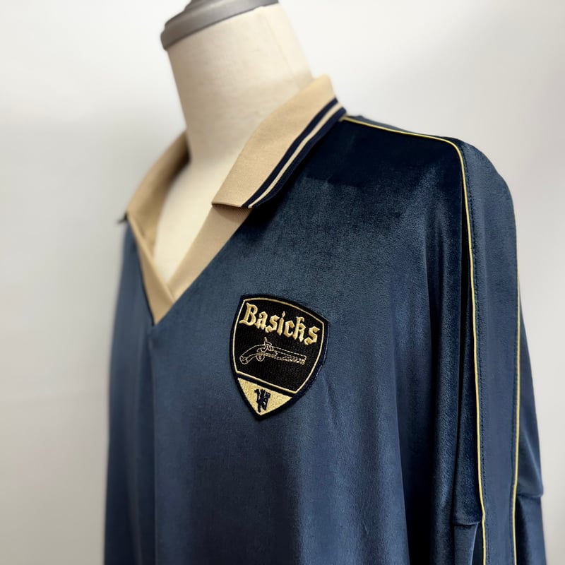 希少】basicks Velvet Football Shirt BLACK Velvet Football 希少】basicks Velvet Football Shirt BLACK Velvet Football