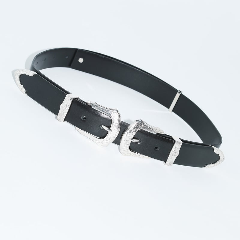 小物 TOGA archive / DOUBLE BUCKLE BELT TOGA TOO / Double buckle wide belt | glitter