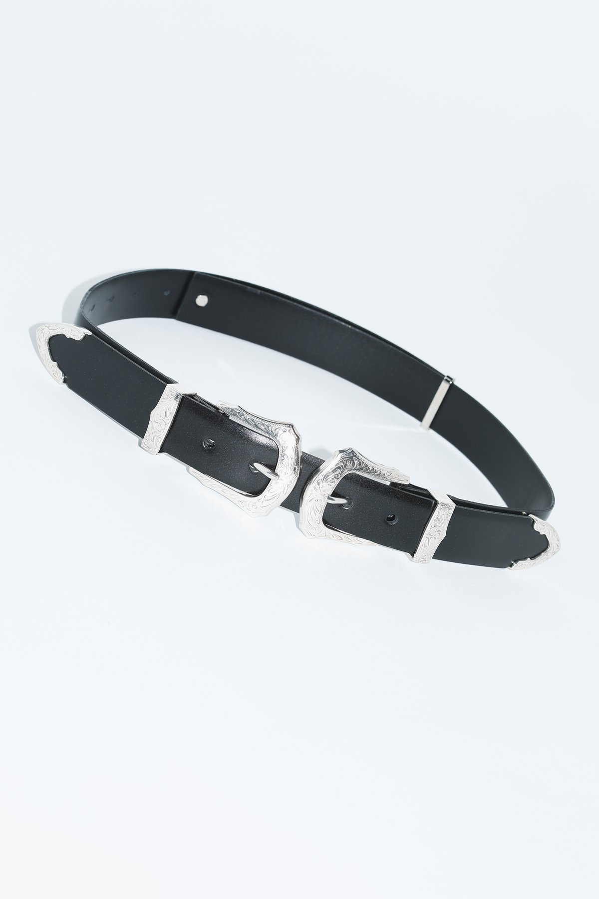 TOGA TOO / Double buckle wide belt | glitter