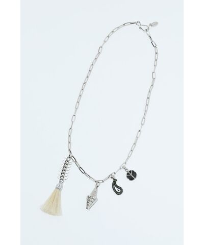TOGA UNISEX / Fringe chain necklace/WHITE | gl...