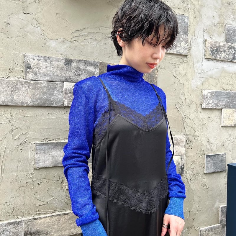TOGA UNISEX / SPARKLE JERSEY HIGH NECK | glit