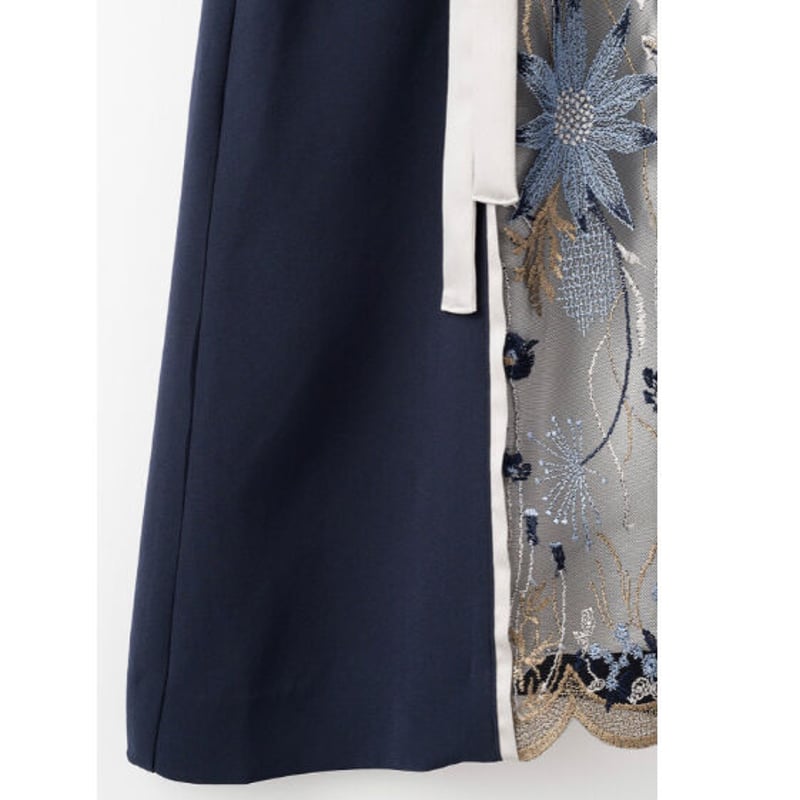 murral / Framed flower open long dress (Navy) murral / Framed flower open long dress (Navy)